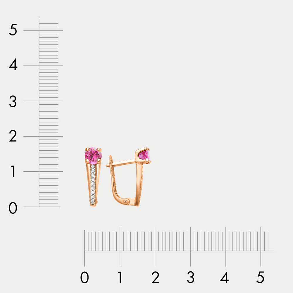 Серьги женские с фианитами из розового золота 585 пробы (арт. 000482-1102)