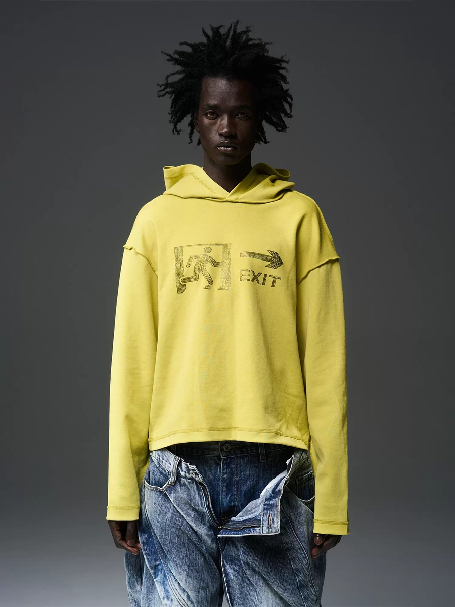 Худи BLIND "EXIT" Raw Edges Cropped Hoodie