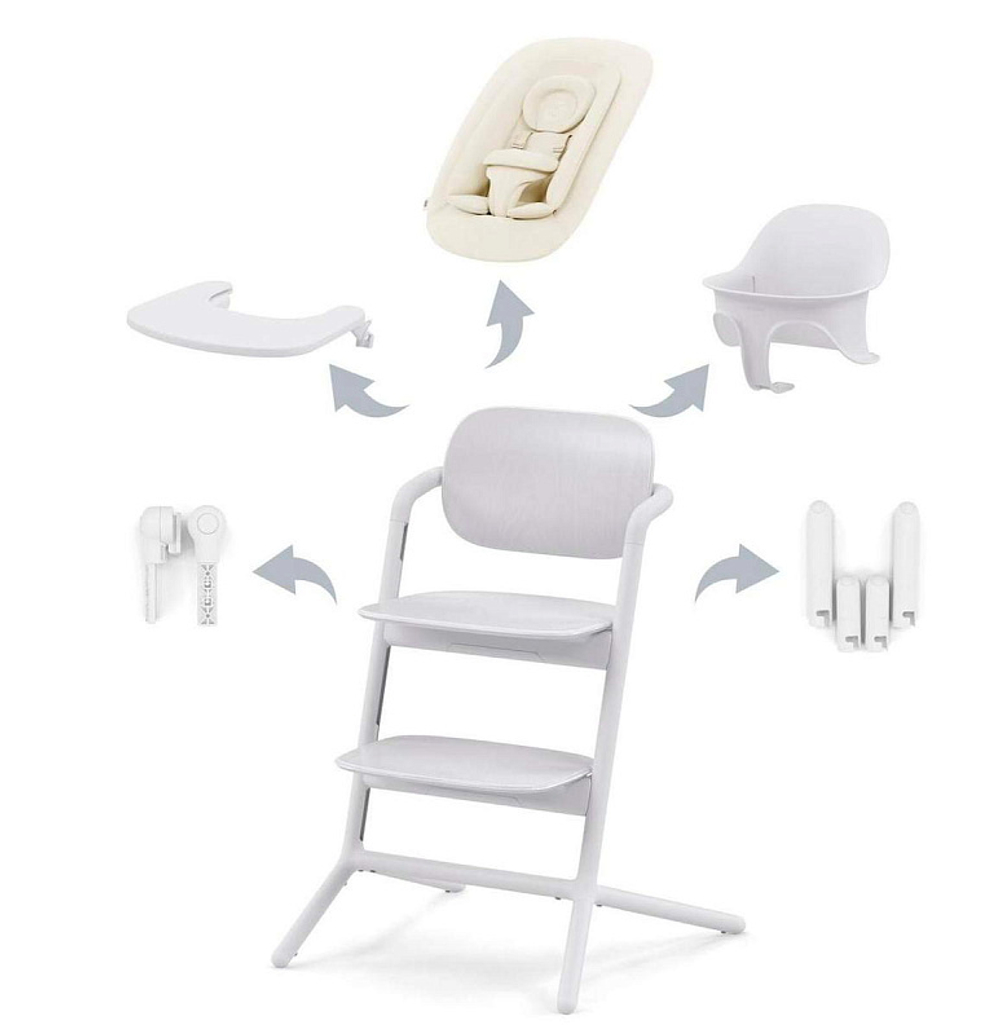 Стульчик для кормления Cybex Lemo 4 в 1 с мягкими чехлами Comfort Inlay All White/Stunning Black
