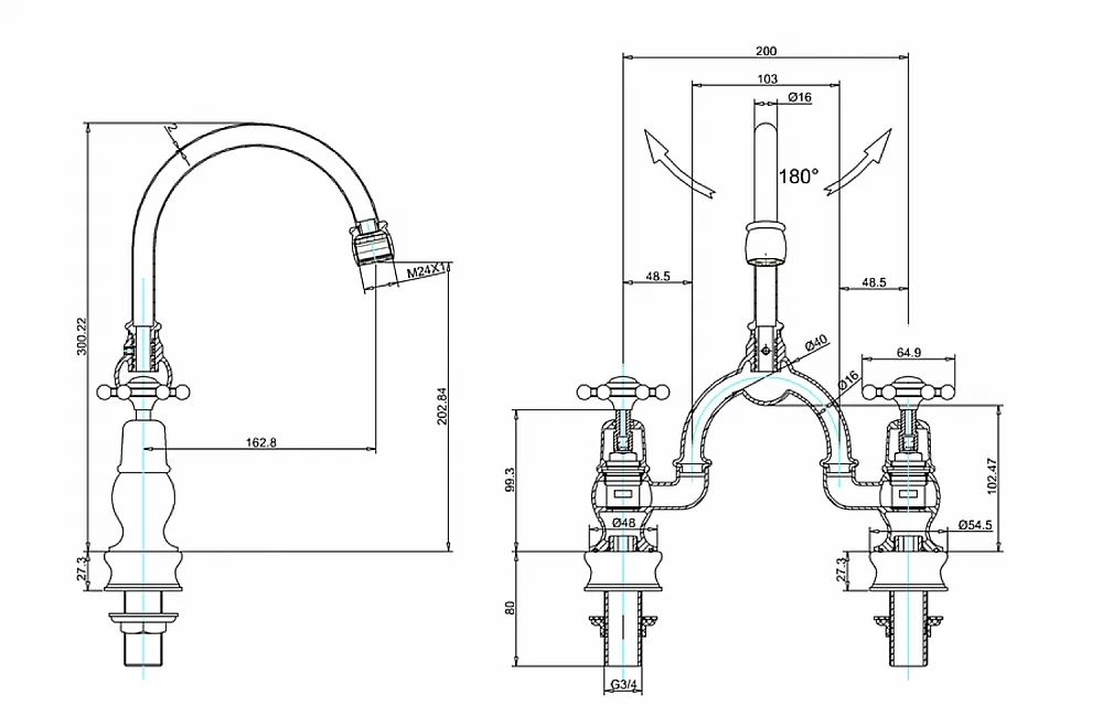 Смеситель для раковины Burlington Regent BIR27+W11
