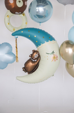 Фольгированный шар-фигура «Мишка на луне» в голубом цвете, 86 см