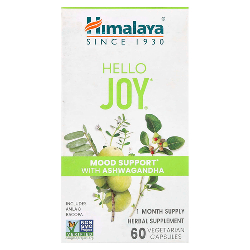 Himalaya, Hello Joy, поддержка настроения с ашвагандой, 60 вегетарианских капсул