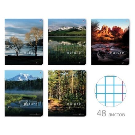 Тетрадь 48л, А5, клетка, Альт, Природа, ассорти