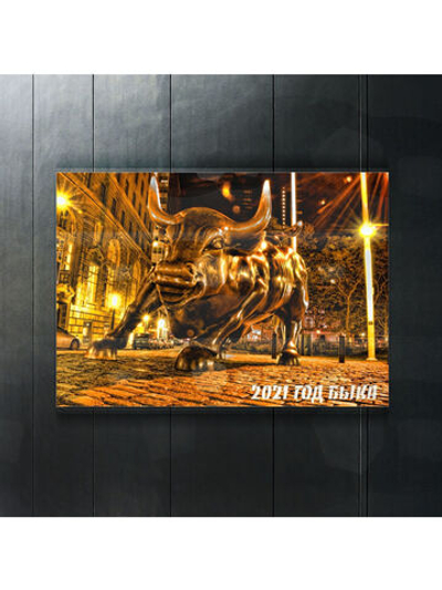 Картина на стекле, Подарок на Новый год, Картина на стену Символ нового года, 40х28см Декор для дома, подарок