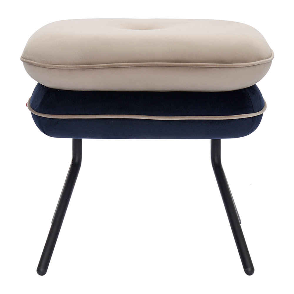 Пуф Bergenson Bjorn Pea, велюр, бежевый/темно-синий