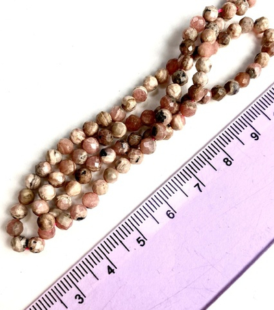 1135-4 Родохрозит шар с огранкой, 4мм, нить 38см