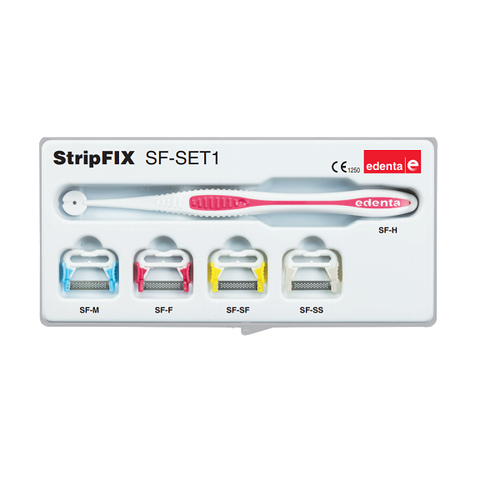 EDENTA SF-SET1 Набор алмазных перфорированных финишных штрипсов с держателем StripFIX и рукояткой для фиксации