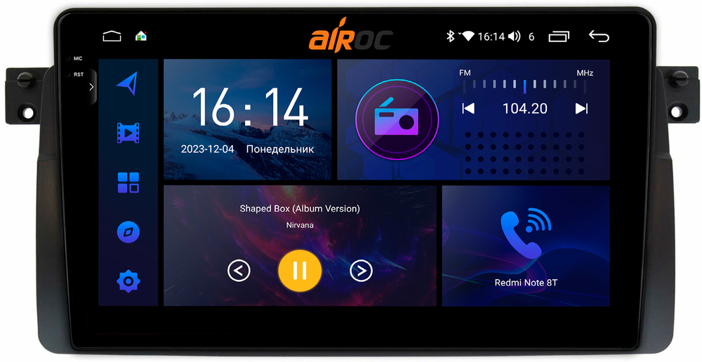 Магнитола для BMW 3 (E46) 1998-2006 - AIROC 2K RI-2741 Android 12, QLed+2K, ТОП процессор, 8/128Гб, CarPlay, SIM-слот