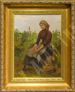 Галкин И. С. (1860–1915).  Дачница. Картон, масло. 1900 г.