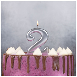 Свечи-цифры Серебряные, 8 см.