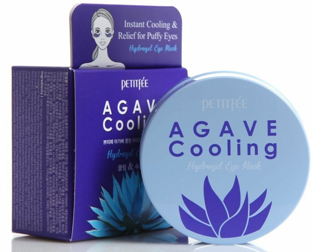 Petitfee охлаждающие гидрогелевые патчи с экстрактом агавы Agave cooling hydrogel eye mask, 60 шт.