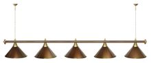 Лампа STARTBILLIARDS 5 пл. (плафоны антик медь,штанга коричневая,фурнитура золото)