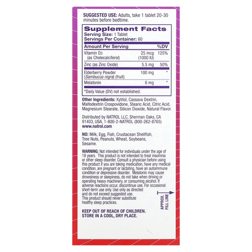 Natrol, Sleep + Immune Health, ягодная смесь, 60 таблеток