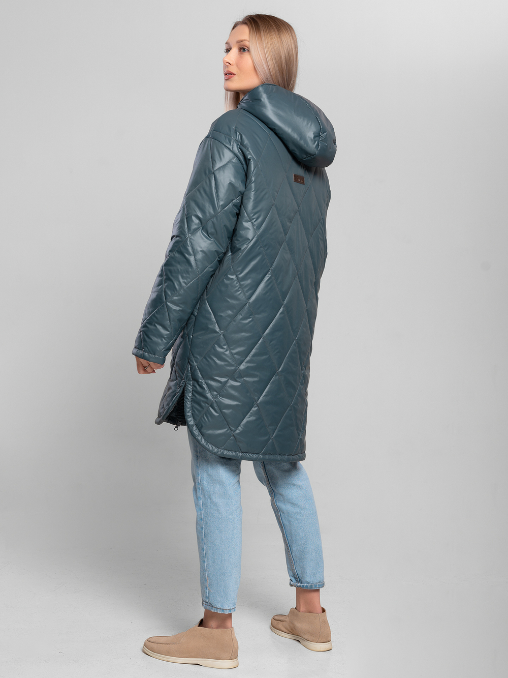 Полупальто женское "Миди" серый