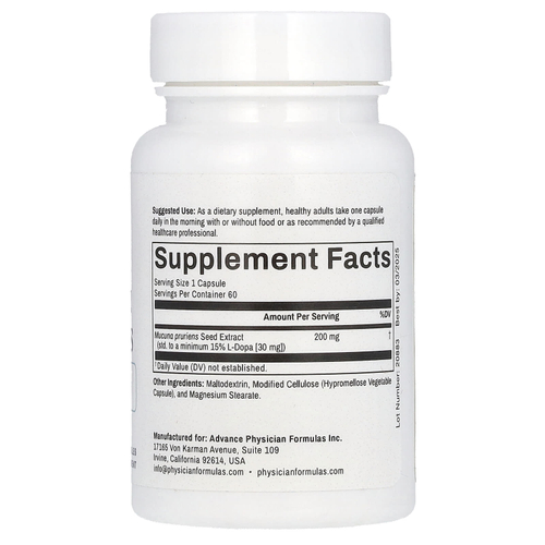 Advance Physician Formulas, Мукуна жгучая, 200 мг, 60 капсул