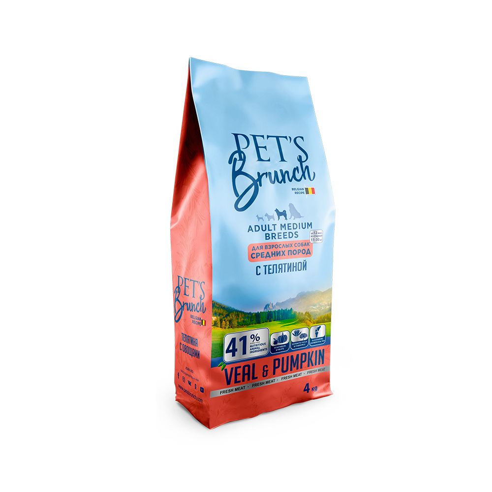 Pet&#39;s Brunch Adult Medium Breeds (Телятина и тыква)