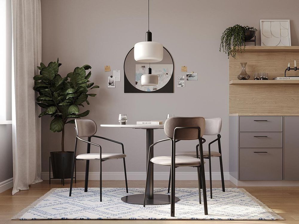 Стул Ror, Round, велюр, черный/серый