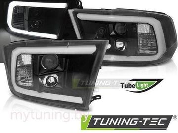 Передние фары Tube Light для Dodge Ram IV (09-18) черные