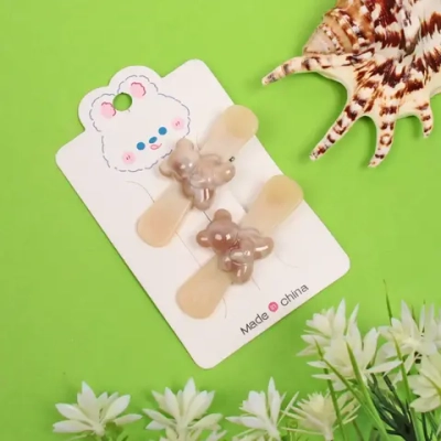 Зажимы для волос 2шт «Chocolate», мишка, цвет как на фото, 6,4*1,6см (блистер и пакет с подвесом)