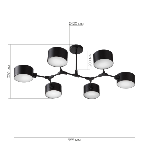 SLE183402-06 Светильник потолочный Черный/Черный E14 6*60W GIMENTO