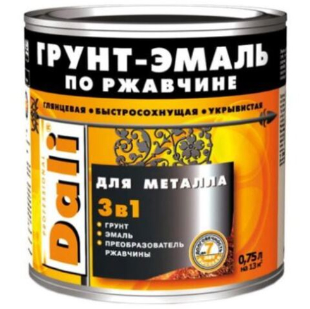 Грунт-эмаль по ржавчине гладкая глянцевая зеленый мох 0,75л DALI