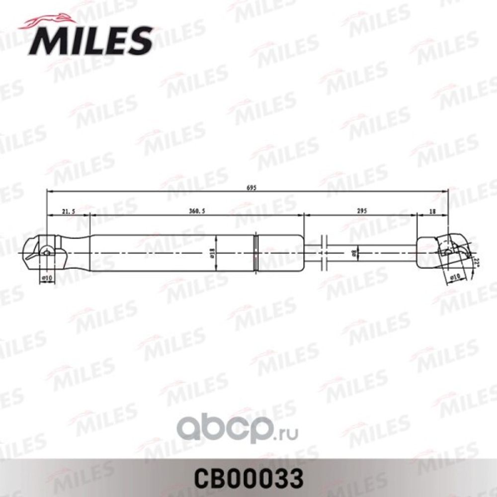 Упор капота Toyota Camry V40 06- газовый (Miles)