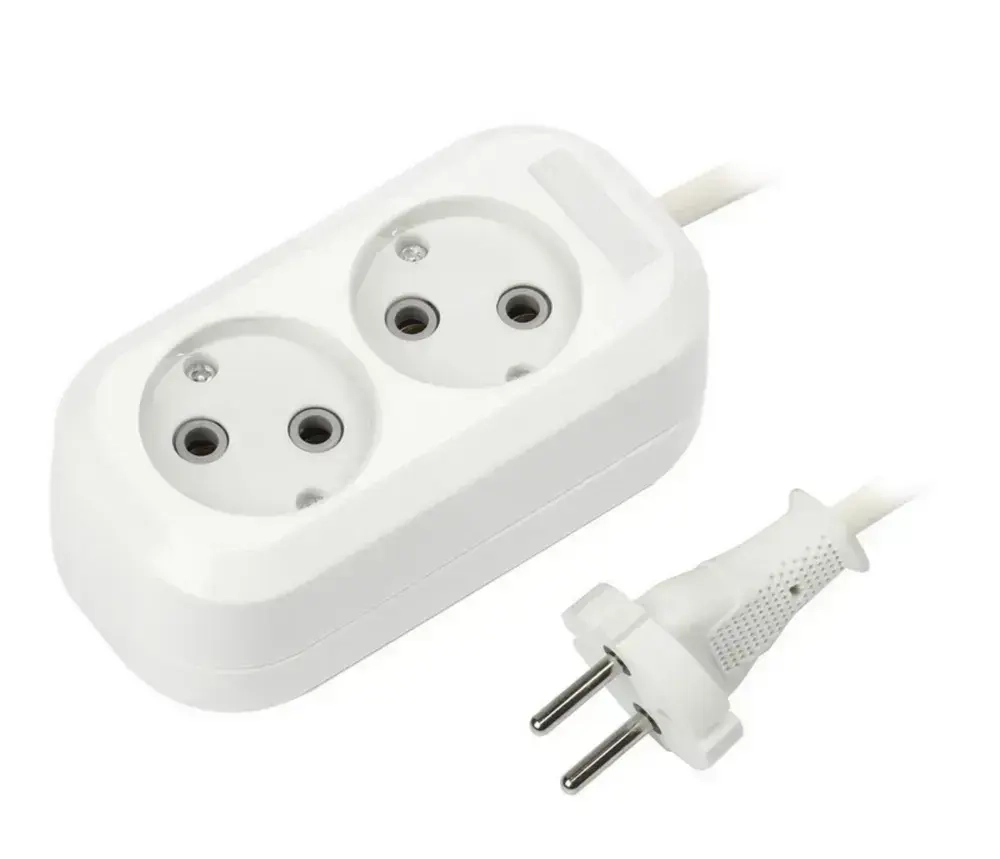 Удлинитель сетевой 2 розетки, 5 метров