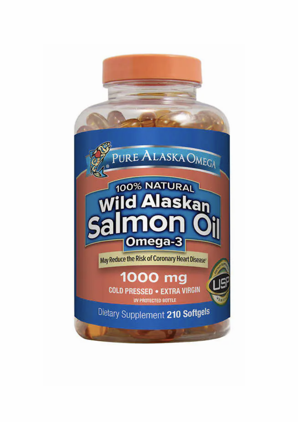 Pure Alaska Omega масло дикого лосося 2000 мг, 210 мягких таблеток