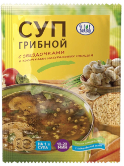 Суп быстрого приготовления Relish, грибной, со звездочками , 60 гр. 4 шт.