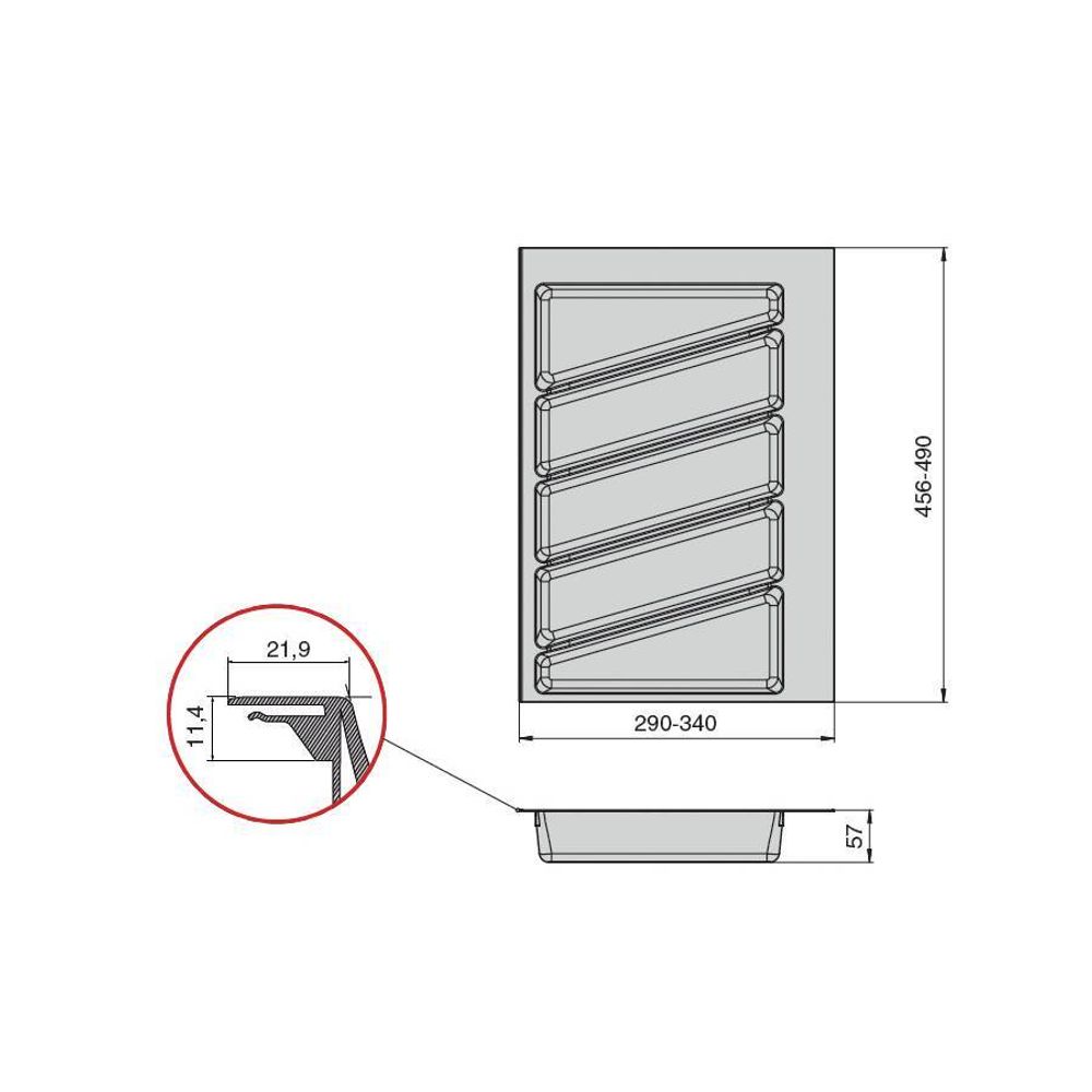Ёмкость в базу 400 для столовых приборов, цвет орион серый / глубина 500