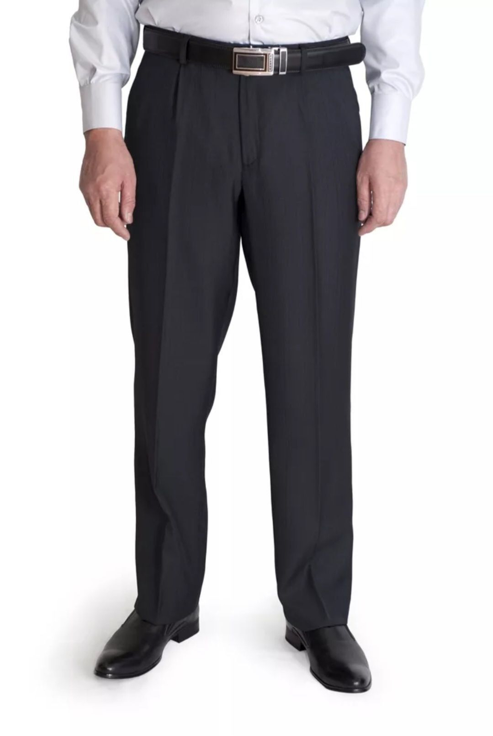 Брюки мужские классические со стрелками чёрные костюмные в рубчик 64