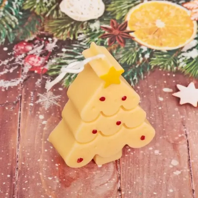 Свеча «Волшебная ёлочка» 8,1*6,2 см (65 гр), Оранжевый (упаковка 12*12*3 см)