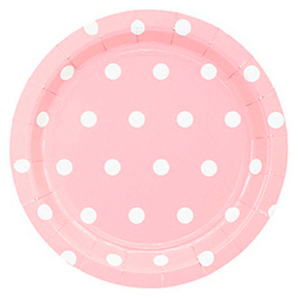 Тарелка-Горошек-розовая-17см-6шт