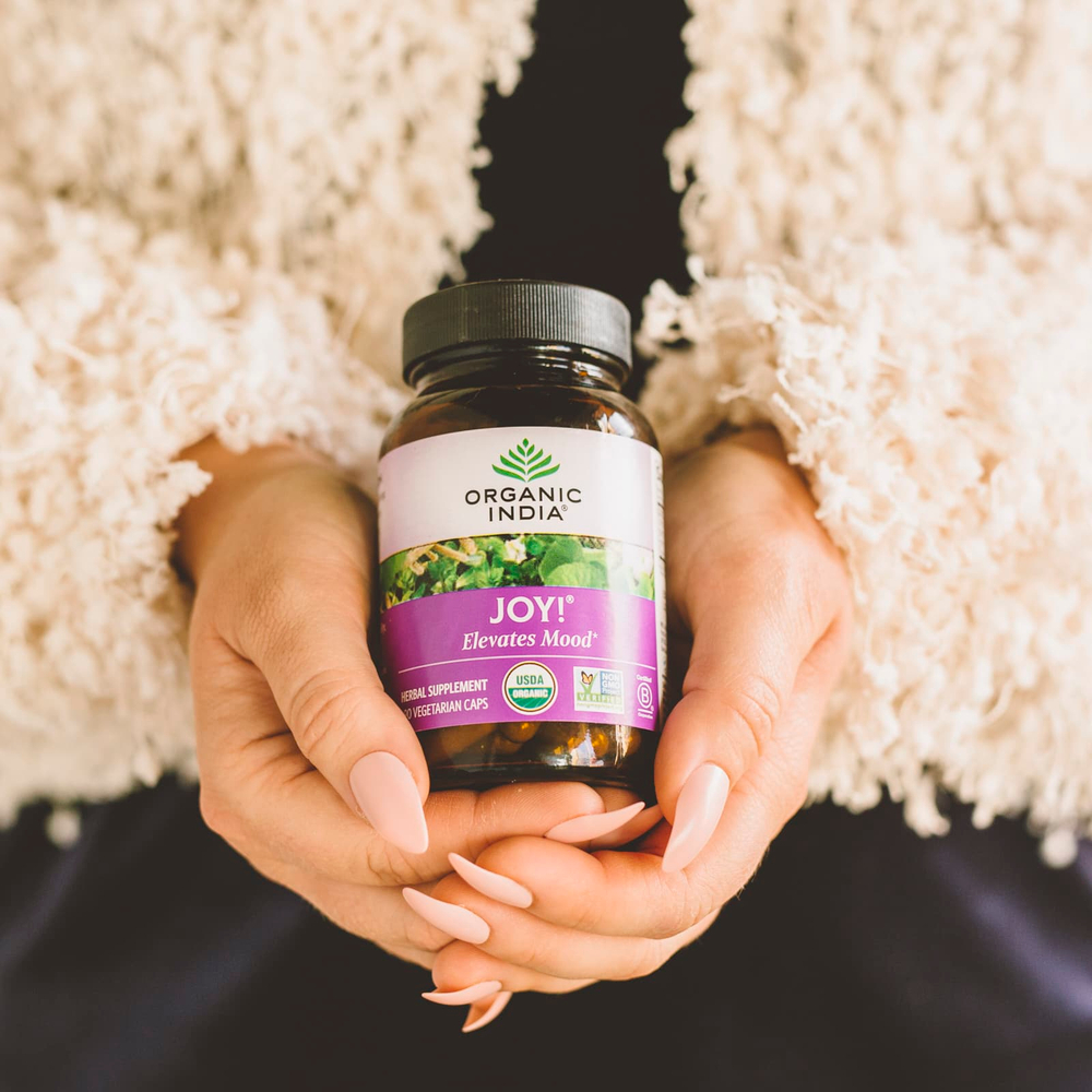 Organic India, Joy!® Elevates Mood, 90 вегетарианских капсул