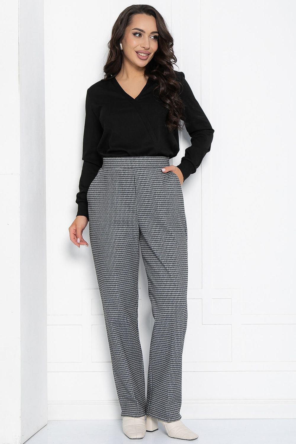 Брюки Кларисса (черно-белые) Б12351-18 LT Collection