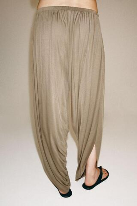ZARA СТРУЯЩИЕСЯ БРЮКИ БЭГГИ, ПЕСОЧНЫЙ