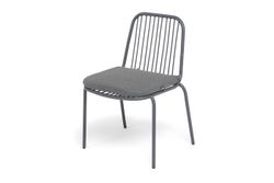 "Кастелло" стул плетеный из роупа, каркас из стали темно-серый (RAL7024) муар, ткань темно-серая 027