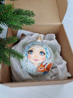 Шар стеклянный "снегурочка" ручная роспись