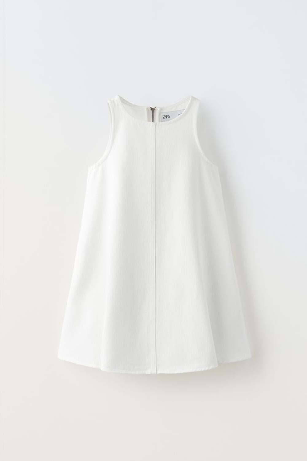 ZARA ДЖИНСОВОЕ МИНИ-ПЛАТЬЕ, БЕЛЫЙ