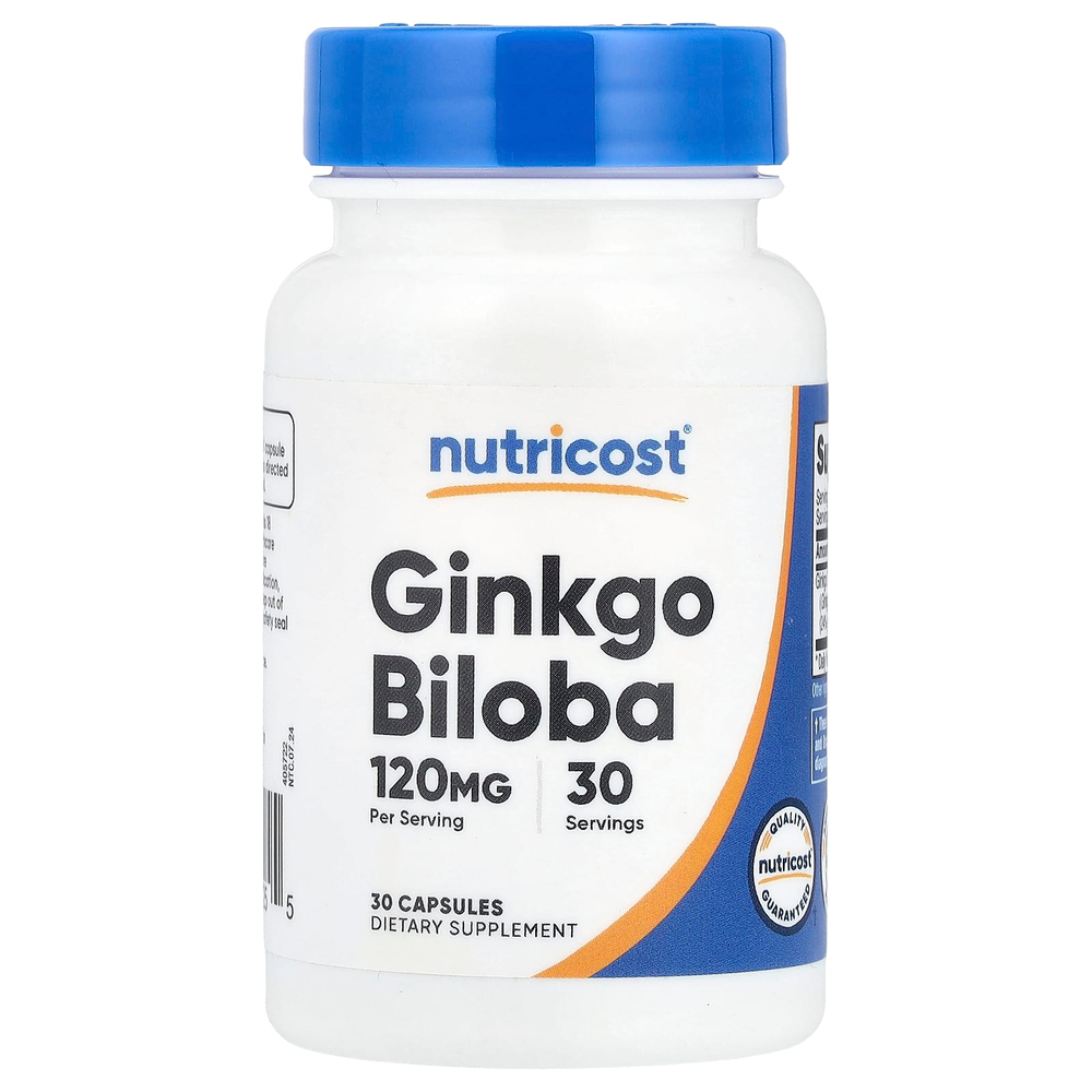 Nutricost, Гинкго билоба, 120 мг, 30 капсул