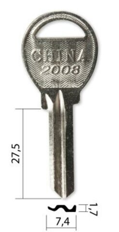 Заготовка английского ключа 13627 BAD1 BAO-1D U5D_CHINA_2008 КНР