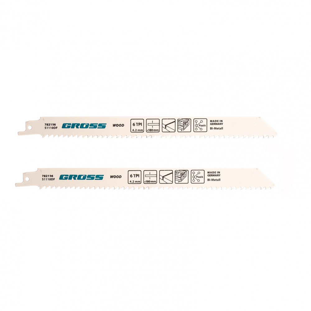 Полотна по дереву для сабельной пилы 4444 - S1110DF, 210 x 4.2 мм, 2 шт. Gross
