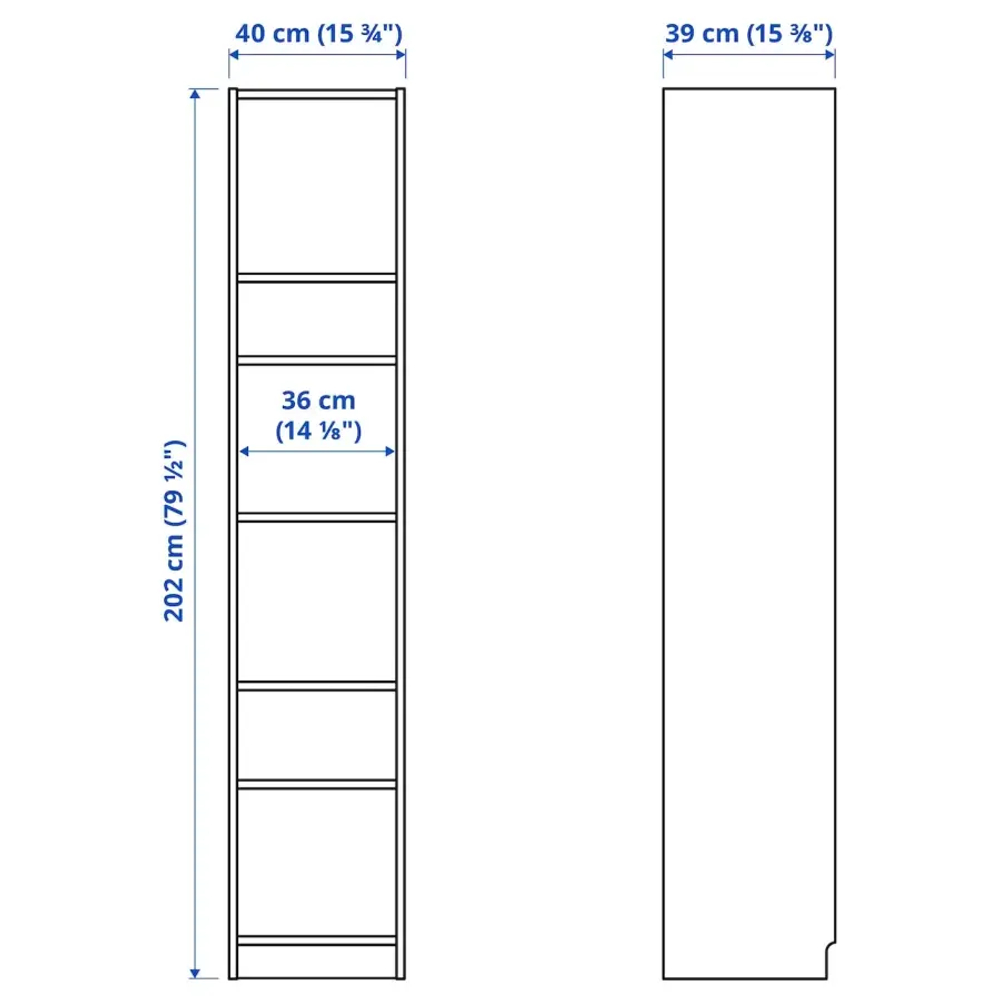 Открытый книжный шкаф - BILLY IKEA/БИЛЛИ ИКЕА, 40х40х202 см, белый