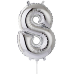 Шар фольгированный Цифра 8 40 см (Серебряный)