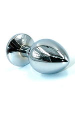 Малая анальная пробка из алюминия с чёрным кристаллом - 7 см. (Цвет: черный)