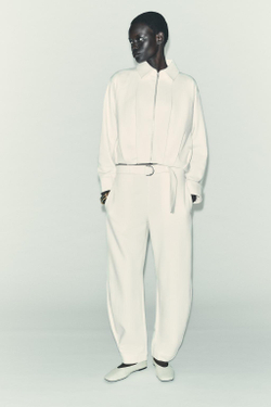 ZARA БОМБЕР ИЗ МЯГКОЙ ТКАНИ СО СКЛАДКАМИ, ЭКРЮ