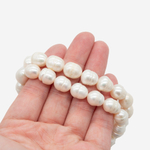 Жемчуг культивированный крупный овальный с бороздками, белый, 9-10*10-12мм