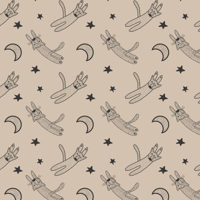 Летящие коты на бежевом фоне