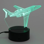 Светильник ночник «3D-Самолёт» на пластиковой подставке, с включателем USB