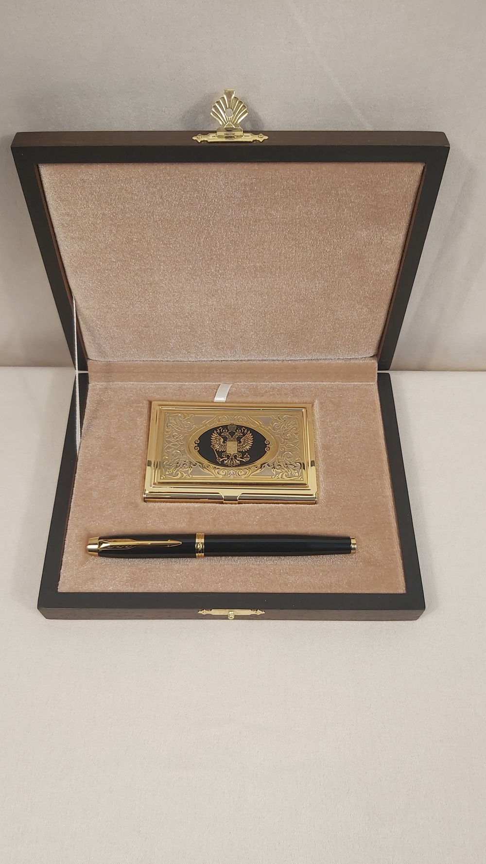 Набор "Гербовый" №21 визитница (Златоуст), ручка перьевая